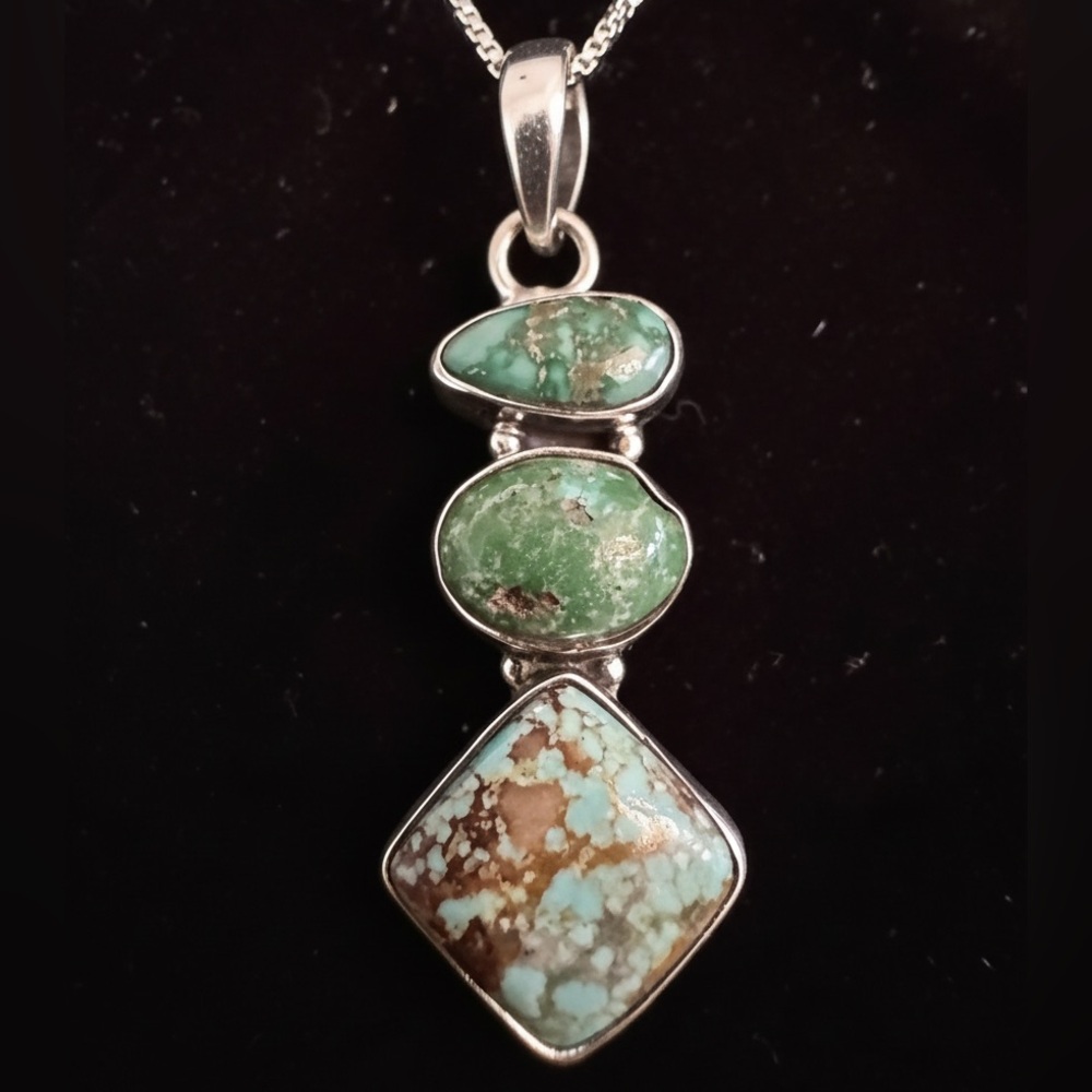 Sterling Silver native American made TurquoiseMulti-Stone Pendant